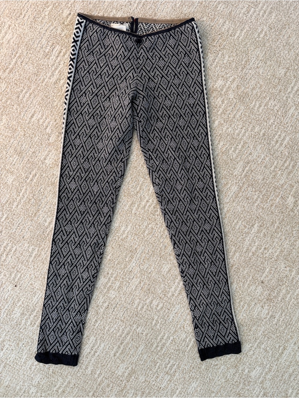 Odd Molly Geometric Knit Sweater Leggings with Side Trim